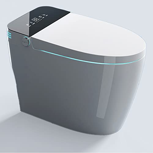 Smart Toilet with Bidet Built in, Foot Sensing Toilet Bidet Combo with Auto Flush, Warm Water, Heated Bidet Seat, Dynamic Night Light, LCD Display, Modern Design Electric Tankless Toilets in 1.28GPF