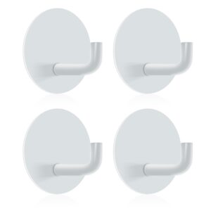 Oudbo Molartte 4-Packs Adhesive Towel Hooks, sus304 Stainless Steel Traceless Wall Hooks Bathroom or Kitchen, for Hanging Coat, hat, Towel. White