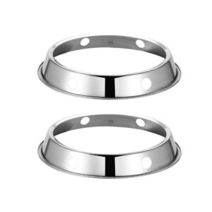 2pcs wok ring for gas stove, stainless steel pots rack round wok stand holder reversible size for kitchen supplies utensils(2pcs 21.5cm)