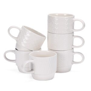 horlimer 10 oz ceramic coffee mug set of 6, white coffee cups with handle for tea, latte, cocoa, milk, cappuccino