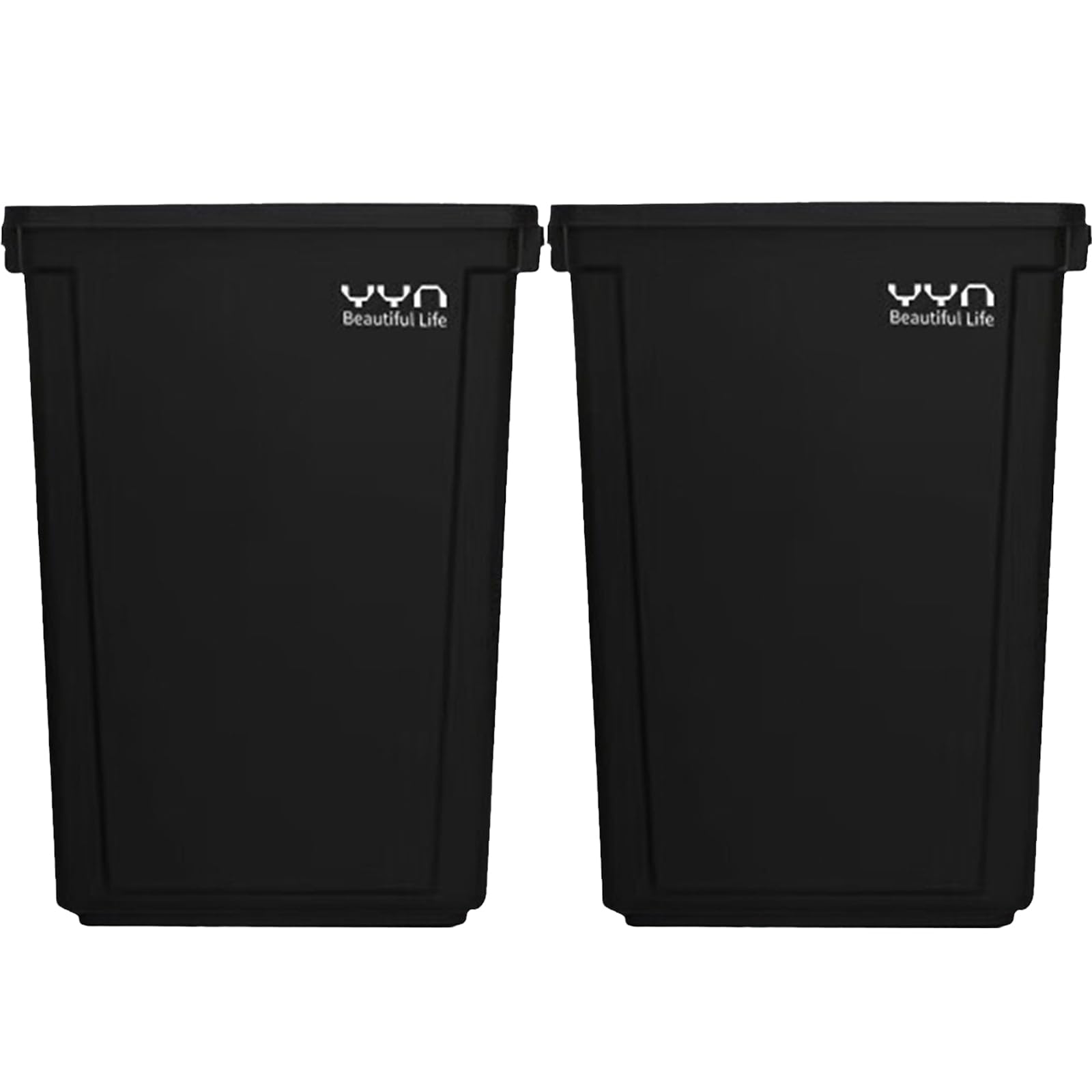 WEECRON Slim Trash Can 3 Gallon Plastic Garbage Can Wastebaskets for Office Kitchen Bathroom, 2 Pack Black