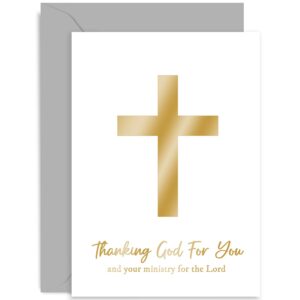 stylish pastor appreciation card - gold foil christmas card for pastor and wife - gift for pastor - preiest retirement card - deacon ordination card | blank inside