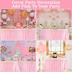 Pink Tulle Table Skirt - MAQIHAN 6ft Tulle Dining Table Skirt Buffet Tutu Table Cloth Princess Tablecloth Dessert Table Cover Wedding Tablecloth Party Decorations for Birthday Party Teacher Desk Skirt