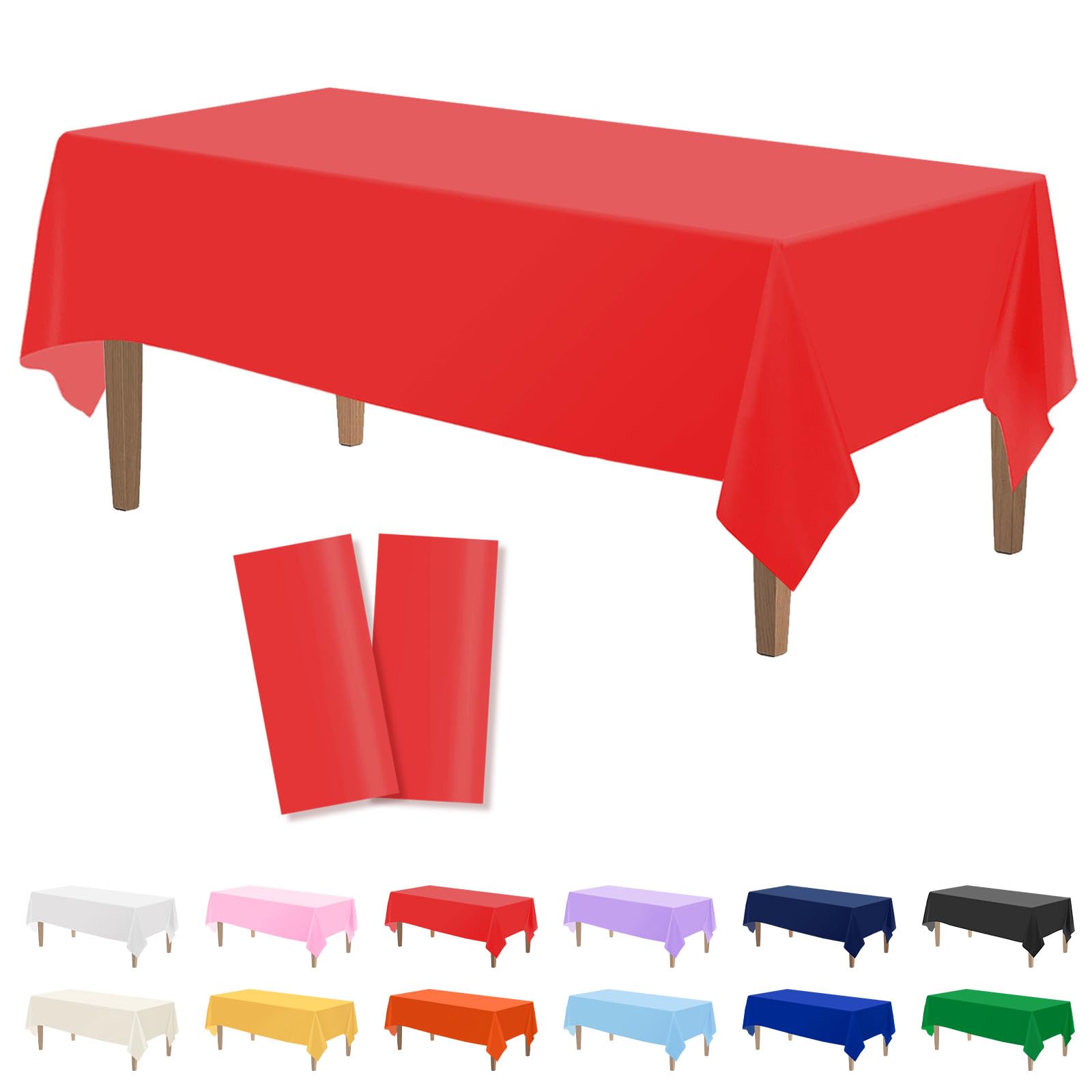 Kopokita 2PCS Red Plastic Tablecloths 54 x 108 Inch, Disposable Table Cloths Rectangle Party Table Covers