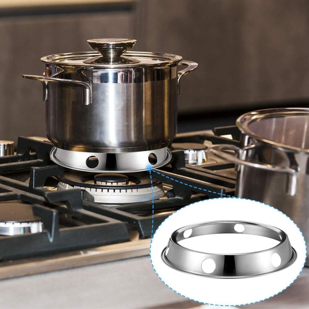 2Pcs Wok Ring for Gas Stove, Stainless Steel Pots Rack Round Wok Stand Holder Reversible Size for Kitchen Supplies Utensils(2pcs 21.5cm)