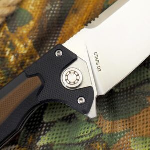 HOKC Nuker | 347-109406 | Utility Knife, Pocket Knife, EDC Knife by Official Dealer - Designed by Russian Master Aleksander Biryukov - Liner Lock, G10 Handle, Finger Flipper, Ball Bearing Pivot, Adjustable Pocket Clip, Long and Durable D2 Stainless Tool S