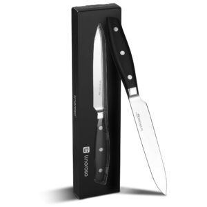 linoroso 5 inch kitchen utility knife gourmet series, sharp high carbon stainless steel kitchen knife multipurpose paring knife for cutting, peeling, slicing fruit, vegetables, and meat