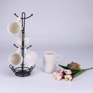 HORLIMER 10 oz Ceramic Coffee Mug Set of 6, White Coffee Cups with Handle for Tea, Latte, Cocoa, Milk, Cappuccino