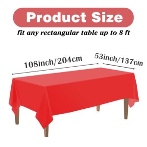 Kopokita 2PCS Red Plastic Tablecloths 54 x 108 Inch, Disposable Table Cloths Rectangle Party Table Covers