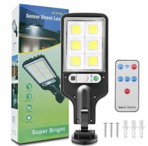 solar street light outdoor, solar street light parking lot lights commercial dusk to dawn, 6500k ip65 waterproof led with remote control motion for street,court,tree