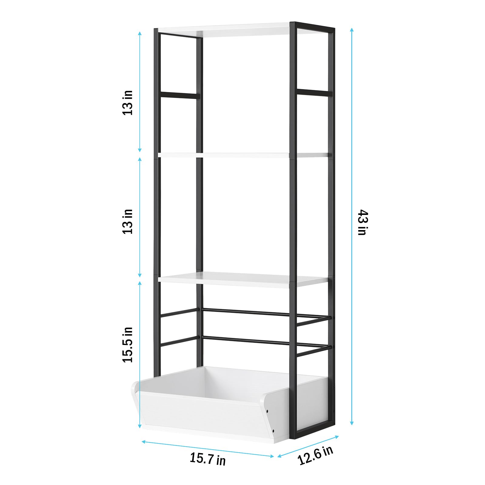 LING RUI 4-Tier Tall Bookcase,Narrow Bookshelf for Small Space,Wood and Metal Book Shelf Storage Organizer for Home Office,Living Room,Entryway,Industrial