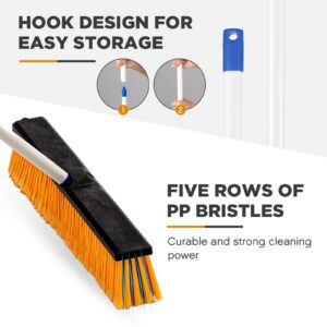 Suclain 2 Pcs Push Broom Outdoor Wide Heavy Duty Broom with Long Handle Stiff Bristles Concrete Brush Commercial for Cleaning Bathroom Kitchen Patio Garage Shop Deck Concrete Tile Floor (18 Inch)