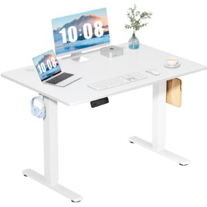 dumos standing desk, 48 inch ergonomic adjustable height electric sit stand up down computer table, computer workstation for home office