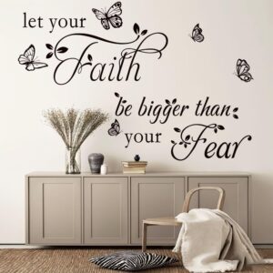 Inspirational Wall Decal Sticker Quotes Vinyl Wall Stickers Let Your Faith Be Bigger Than Your Fear Motivational Saying Positive Quote Handwriting Art Letters Home Décor