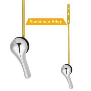 Alldrmtrue Toilet Handle Replacement Kit, 2 Pack Toilet Lever Flush Handle, Aluminum Alloy Arm, Handle Chrome, Front Mount, Silver