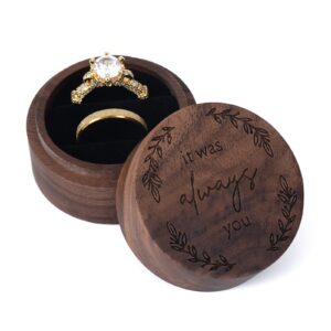 drnilui ring box, wooden ring box for wedding ceremony ring bearer box, engagement ring holder gift for anniversaries day, birthday gift