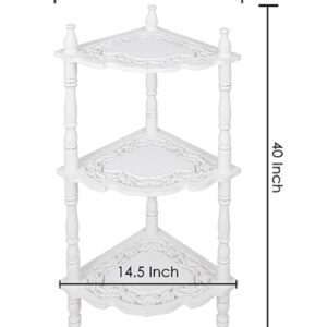 Corner Book Shelf, Corner Table, Corner Shelf Stand, Bathroom Corner Shelf, Corner Shelves for Small Space, Standing Shelf Units Home Office - (L 14.5X W 14.5X H 40 - Antique White)