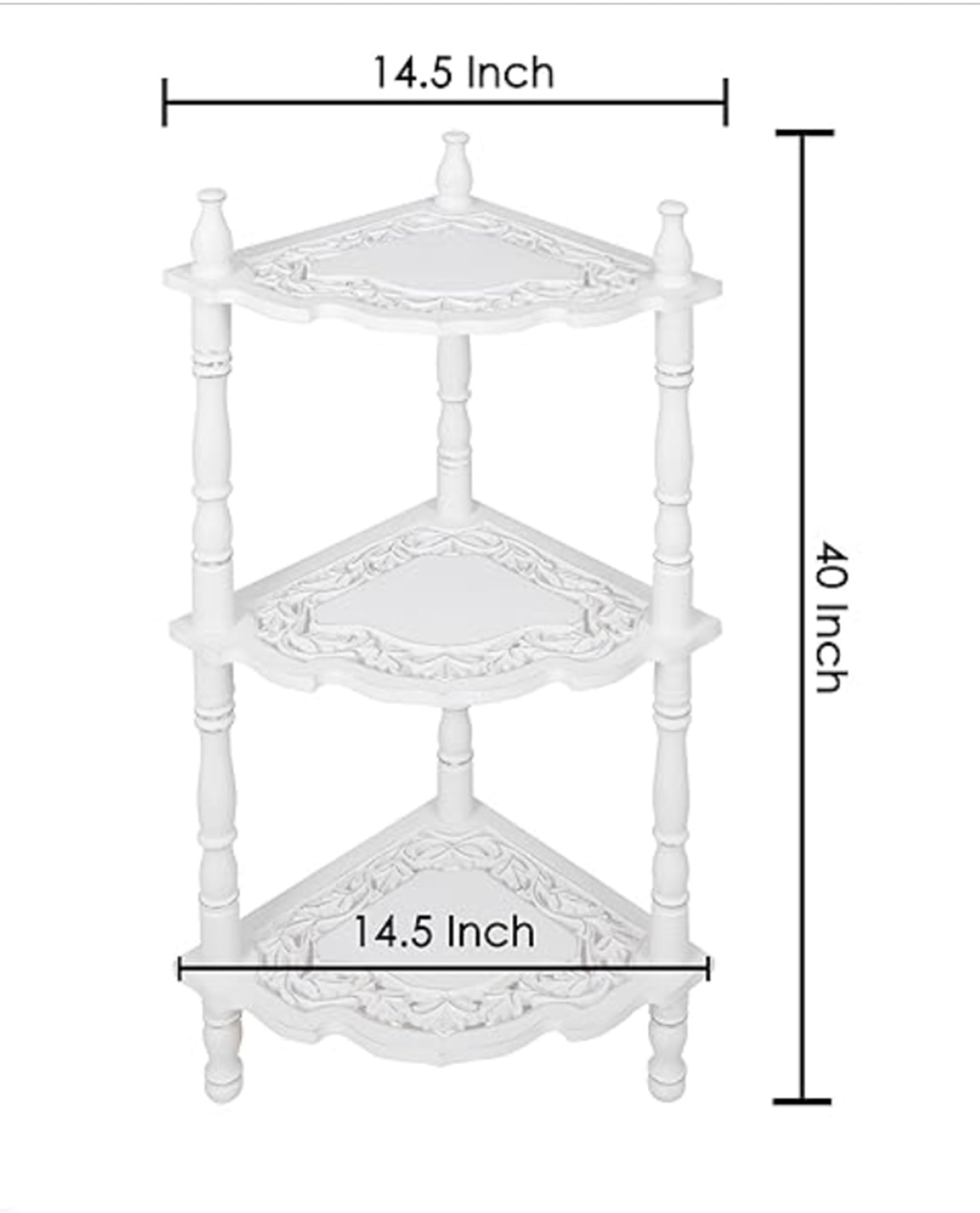 Corner Book Shelf, Corner Table, Corner Shelf Stand, Bathroom Corner Shelf, Corner Shelves for Small Space, Standing Shelf Units Home Office - (L 14.5X W 14.5X H 40 - Antique White)