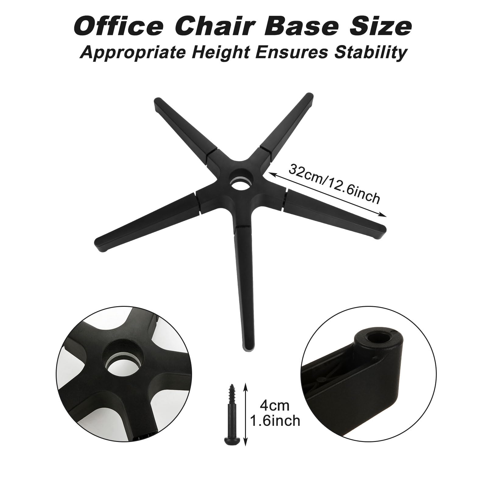 LISHINE Office Chair Base Replacement Parts Heavy Duty, Bear Capacity 2200 lbs, 28 Inch Desk Chair Base Replacement Metal, Universal Caster and Gas Cylinder Size