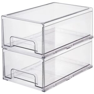 clear plastic storage drawer organizer bins, perfect for kitchen organization or pantry organization and storage, fridge drawer organizer bins, pantry storage and organization bins