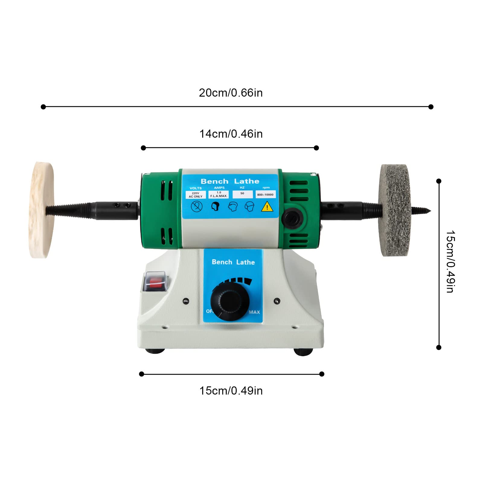 Hteedy Jewelry Polisher, 320W Bench Buffer Polisher Jewelry Grinder Bench Lathe Polishing Buffing Machine Variable Speed Benchtop Polishing Buffing Machine for Jewelry, Wood, Silver, Amber