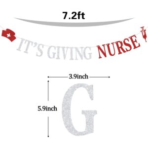 Red Glitter It's Giving Nurse Banner, Nurses Call the Shots/Nursing School Survivor, 2025 Nurse Graduation Party Decorations Supplies