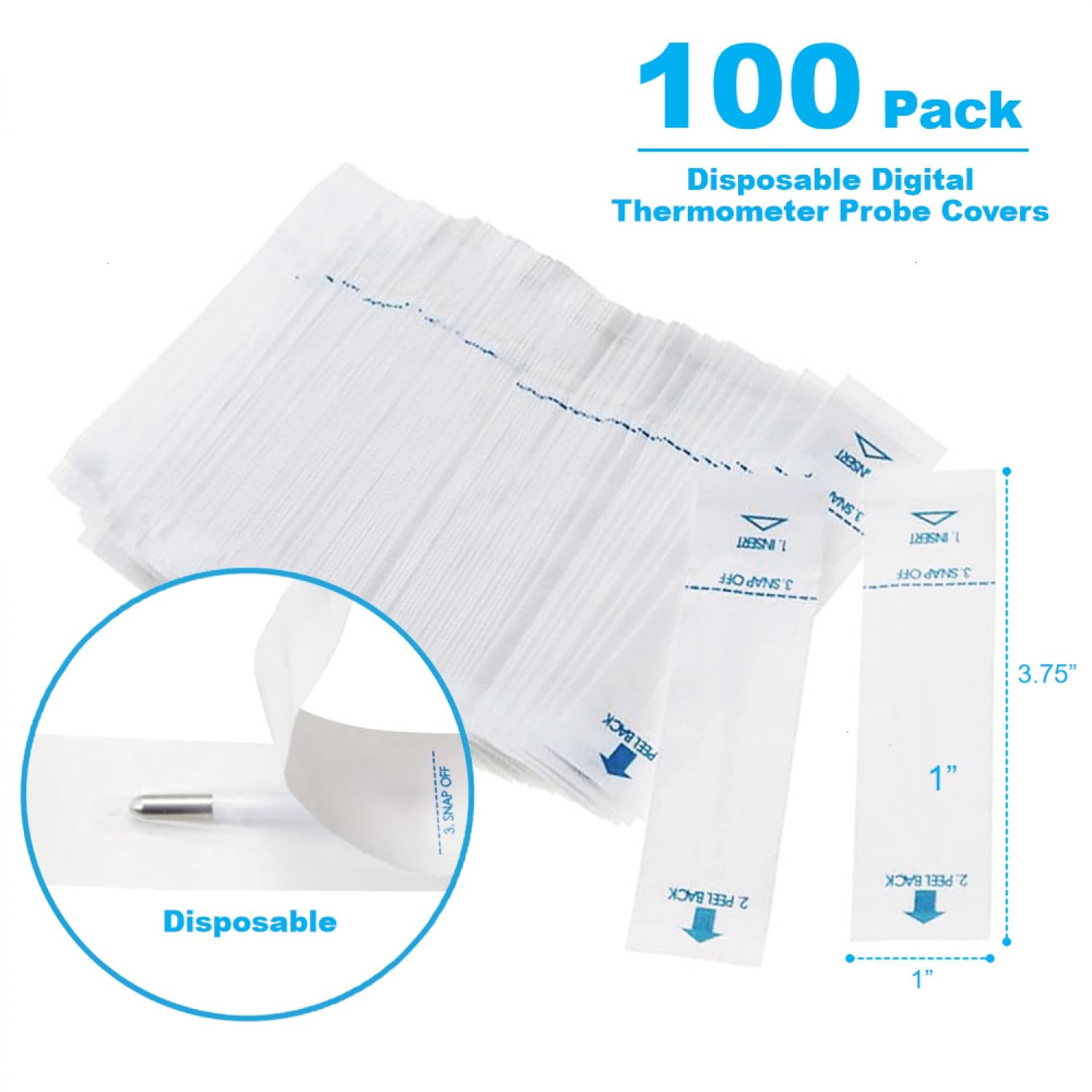 SenseYo 100 Pcs Disposable Digital Thermometer Probe Covers Sleeve Clear Temperature Sheath Sleeves Cover for Oral, Armpit, Rectal Thermometer