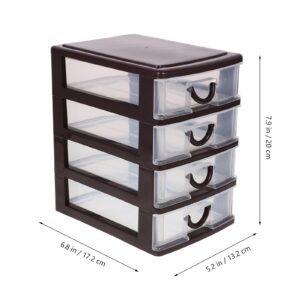 STOBAZA 4 Tier Plastic Storage Drawer Units, Home Office Storage Organizer Case Clear Plastic Drawers Organizer, Small Storage Drawers Containers, Cosmetics Makeup Organizer Station Cube