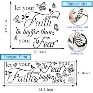 Inspirational Wall Decal Sticker Quotes Vinyl Wall Stickers Let Your Faith Be Bigger Than Your Fear Motivational Saying Positive Quote Handwriting Art Letters Home Décor