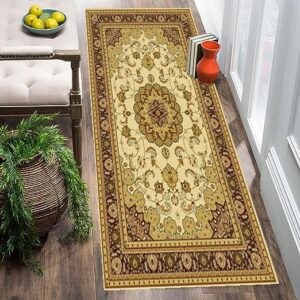 1.5x2.5ft Area Rug Washable Bedroom Rug, Soft Distressed Accent Rugs Ideal for High Traffic Living Room Entryway Dining Room, Non-Slip Non-Shedding Low-Pile Floor Carpet