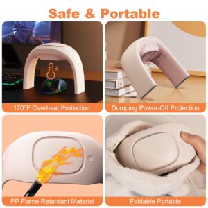 Space Heaters for Indoor Use, Foldable Heated Mouse Pad Hand Warmer, Portable Electric Small Desk Heater for Office, Ceramic Energy Efficient Heater with Thermostat, Christmas Gifts (Beige)