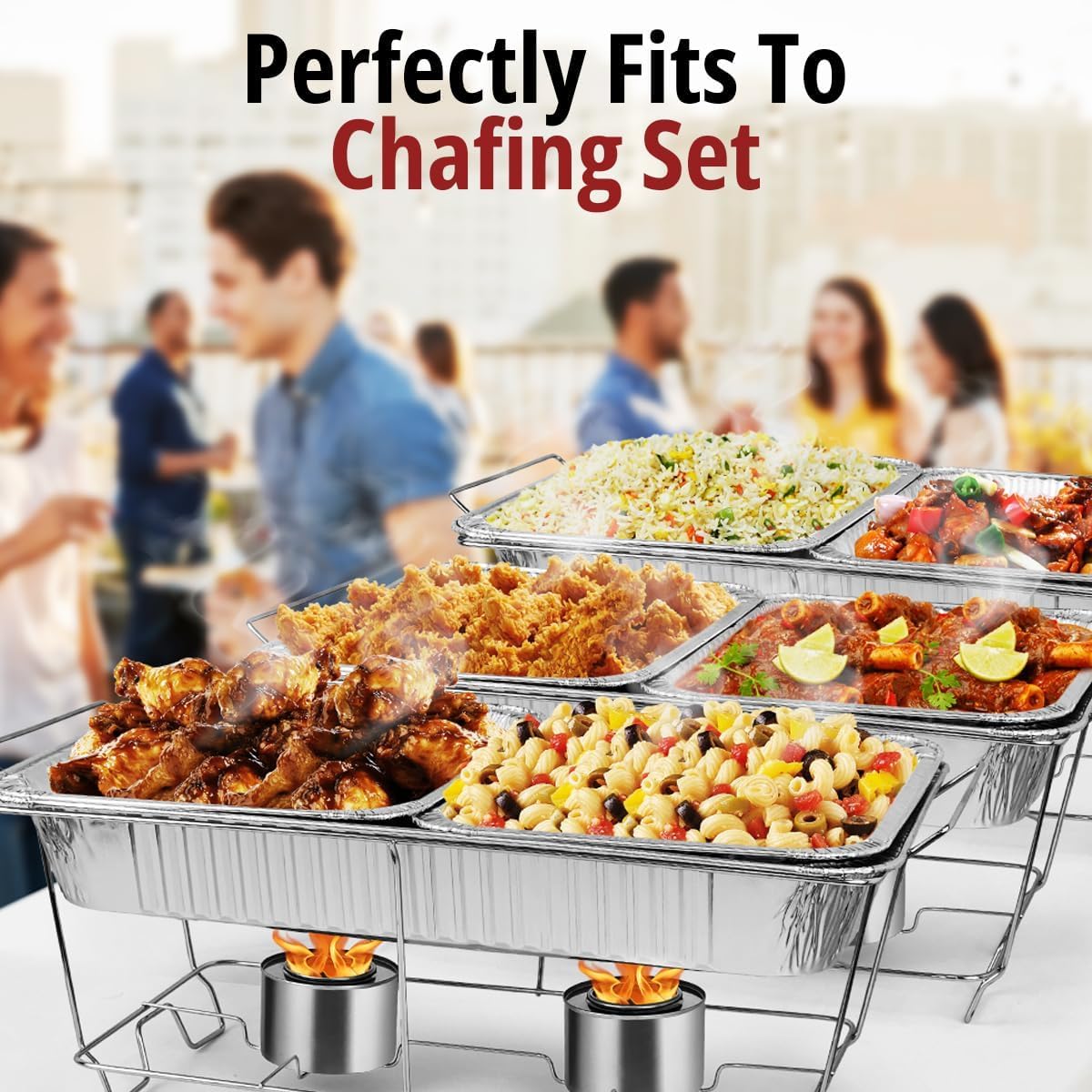 COMFICOVE Aluminum Pans Disposable (20 Pack), 21x13 Pans for, Prepping, Roasting, Food, Storing, Heating, Cooking, Chafers, Catering, BBQ Grilling, Sturdy Baking Pan Trays