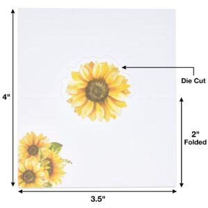 100 Pcs Fall Sunflower Place Cards Floral Yellow Sunflowers Name Card Wedding Table Setting Folded Tent Cards Baby Shower Party Dinner Placement