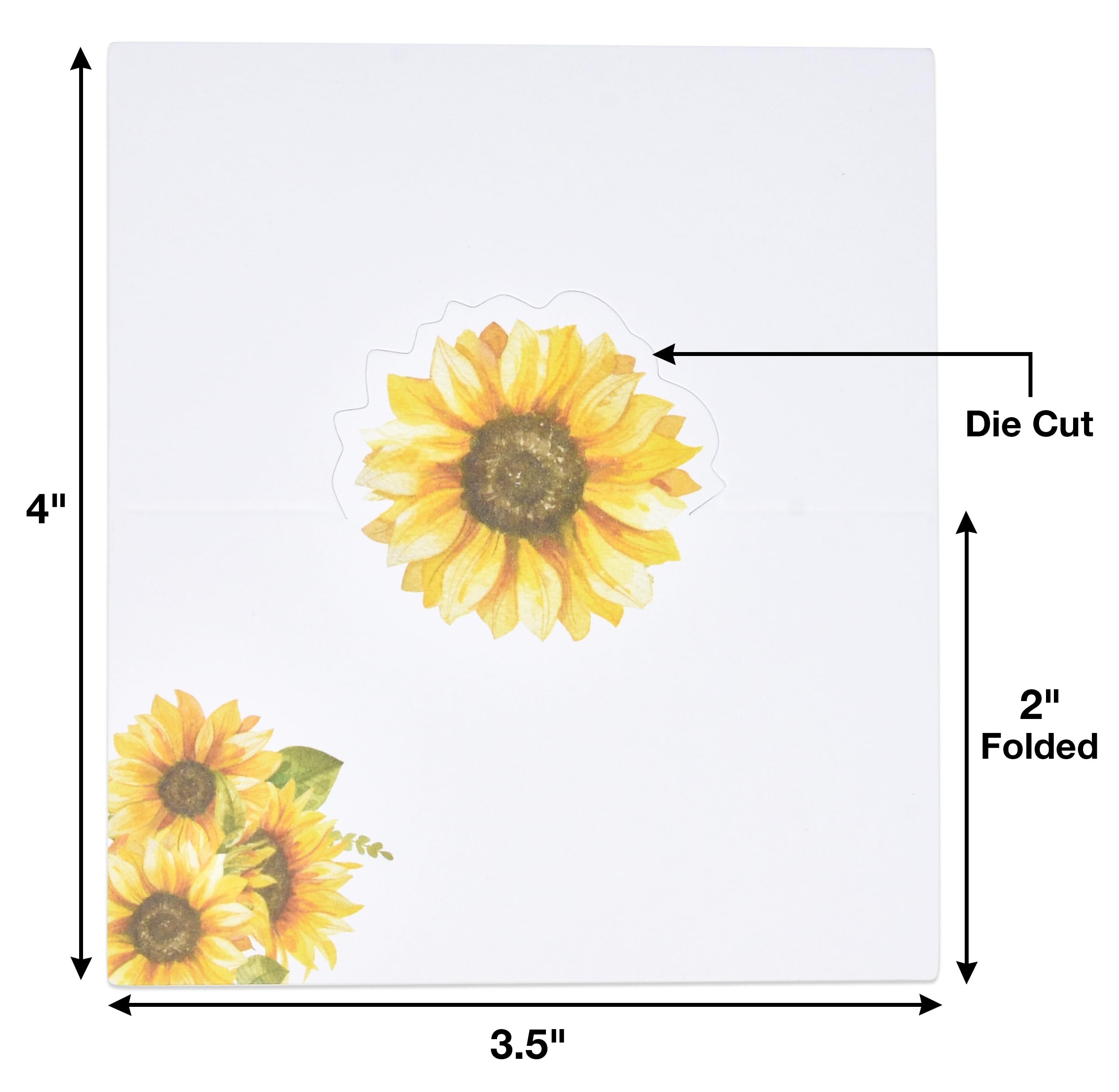 100 Pcs Fall Sunflower Place Cards Floral Yellow Sunflowers Name Card Wedding Table Setting Folded Tent Cards Baby Shower Party Dinner Placement