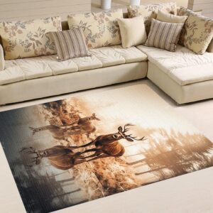 SATIGI Deer Area Rug, Deer Rugs Soft Machine Washable, Deer Animal Print Rug for Hunters Adults, Deer Rug for Kitchen Bathroom Living Room (Deer Style 01)