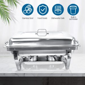 Jacgood Chafing Dish for Buffet, 6 Pack Stainless Steel Chafing Servers Food Warmer Sets with 8QT Half Size Food Pan for Kitchen Party Banquet Dining