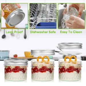 Small Mason Jars, 4oz 8 Pack Mini Mason Jars, Canning Jars With 2 Type Lids, 8 Split-Type Lids And EXTRA 8 One Piece Lids For Dessert, Honey, DIY Candle