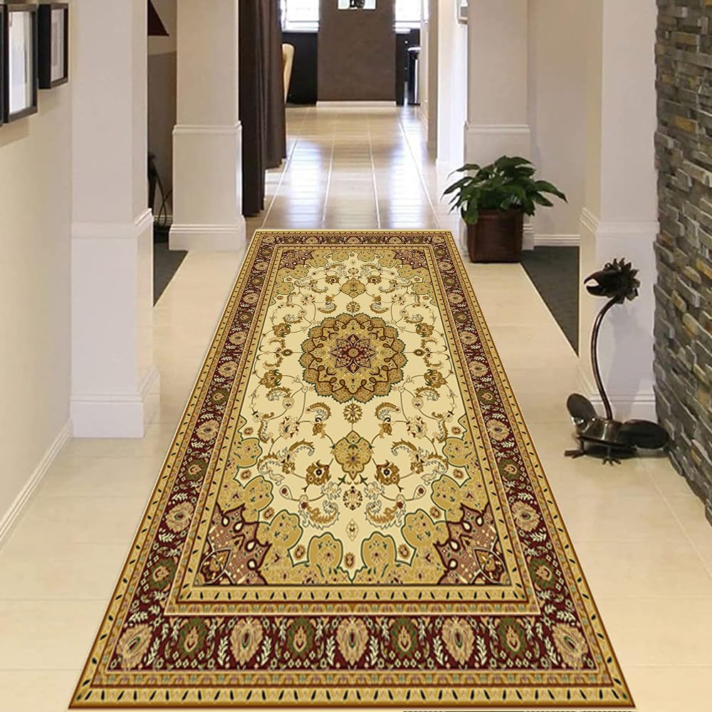 1.5x2.5ft Area Rug Washable Bedroom Rug, Soft Distressed Accent Rugs Ideal for High Traffic Living Room Entryway Dining Room, Non-Slip Non-Shedding Low-Pile Floor Carpet