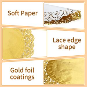 yeestone Gold Paper Doilies 12 Inch, 50 Pack Disposable Charger Plates, Round Paper Placemats, Foil Paper Doilies Bulk for Party Table Decor