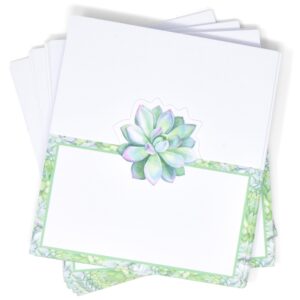 100 Succulent Place Cards Cactus Floral Green Leaves Succulents Name Card Wedding Table Setting Folded Tent Cards for Baby Shower Dinner 2" x 3.5"