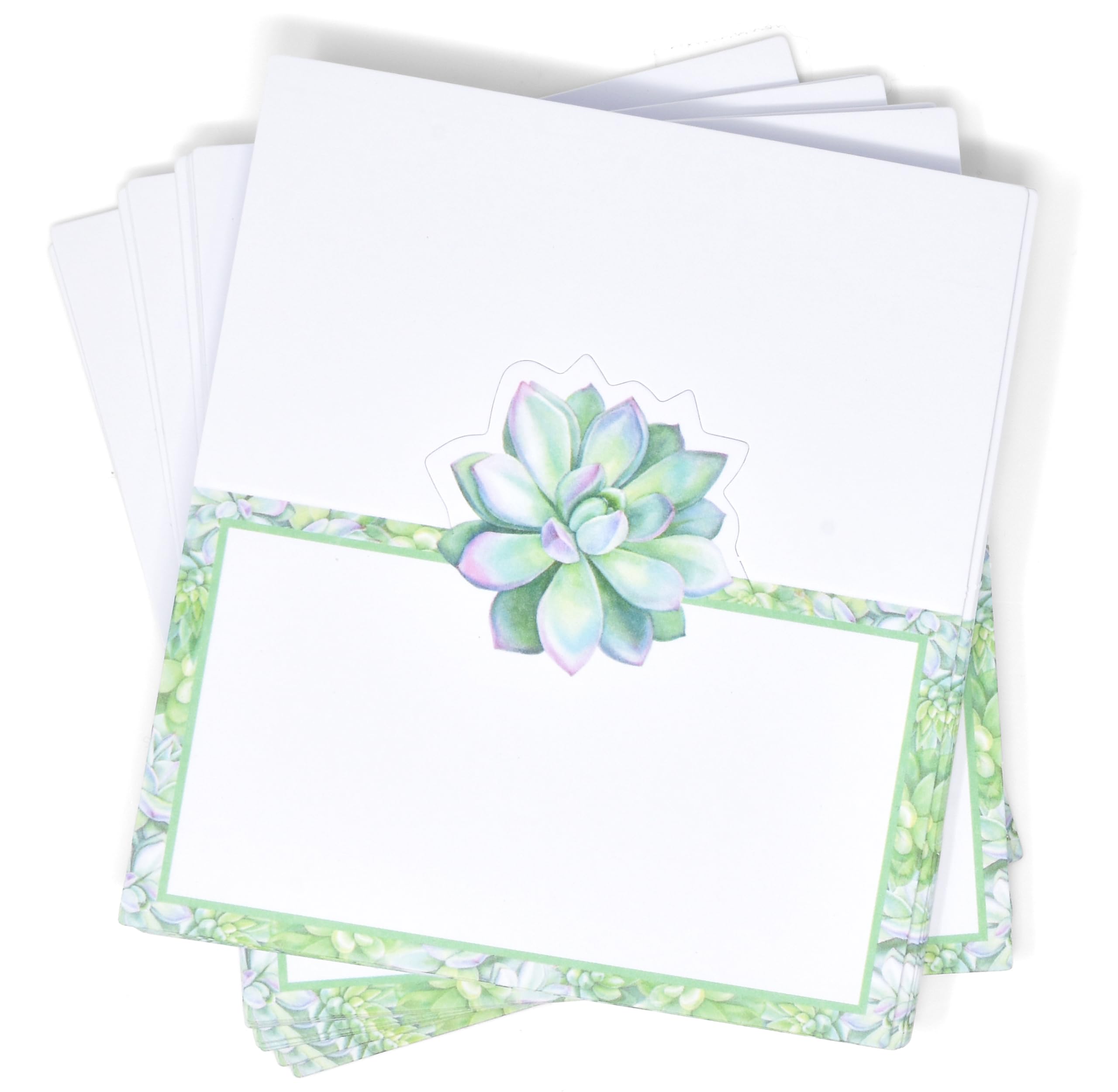 100 Succulent Place Cards Cactus Floral Green Leaves Succulents Name Card Wedding Table Setting Folded Tent Cards for Baby Shower Dinner 2" x 3.5"