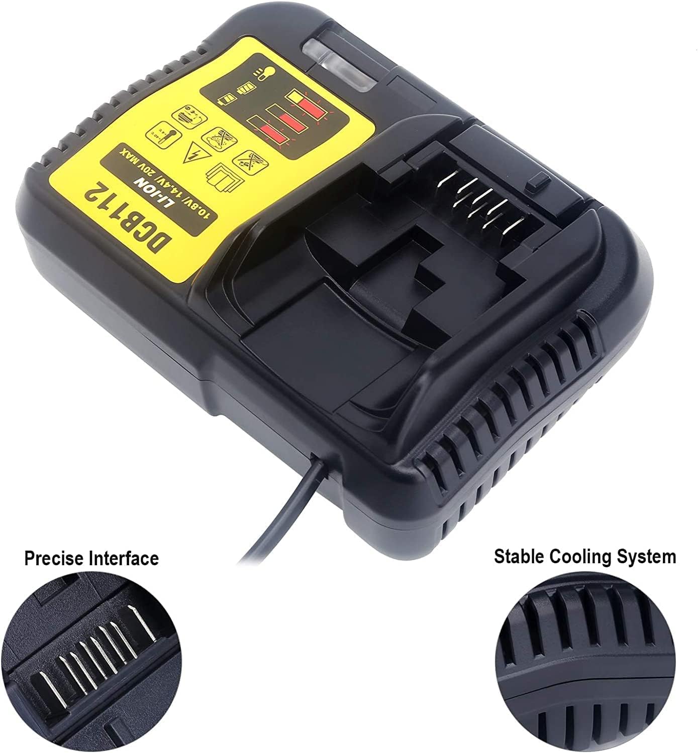 Qbmel DCB112 Rapid Charger Compatible with de-Walt 12V-20V MAX Lithium Battery Charger