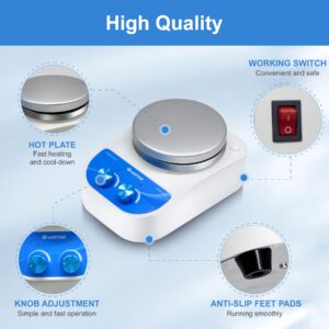 WEST TUNE Magnetic Stirrer Hot Plate Max 716℉/380℃, 3000mL Stirring Capacity Magnetic Stirrer with Heat, Magnetic Stirrer with 5.5 Inch Magnetic Stir Plate & 1500 RPM Magnetic Stirrer Hot Plate Mixer