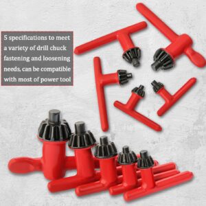 Hakkin Drill Press Chuck Key 5 Sizes, Chuck Press Wrench Key for Electric Drill Clamping Tool, Replacement Drill Clamping Wrench of 6mm, 10mm, 13mm, 16mm, 20mm in Diameter Red Tighten Drills Chuck