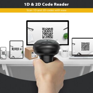 Esky Barcode Scanner with Stand, 1D 2D QR Code USB Wired Barcodes Scanner for Computer Support Windows/Mac/Linux, Handheld Bar Code Reader for Warehouse Library Supermarket Store