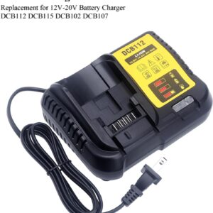 Qbmel DCB112 Rapid Charger Compatible with de-Walt 12V-20V MAX Lithium Battery Charger