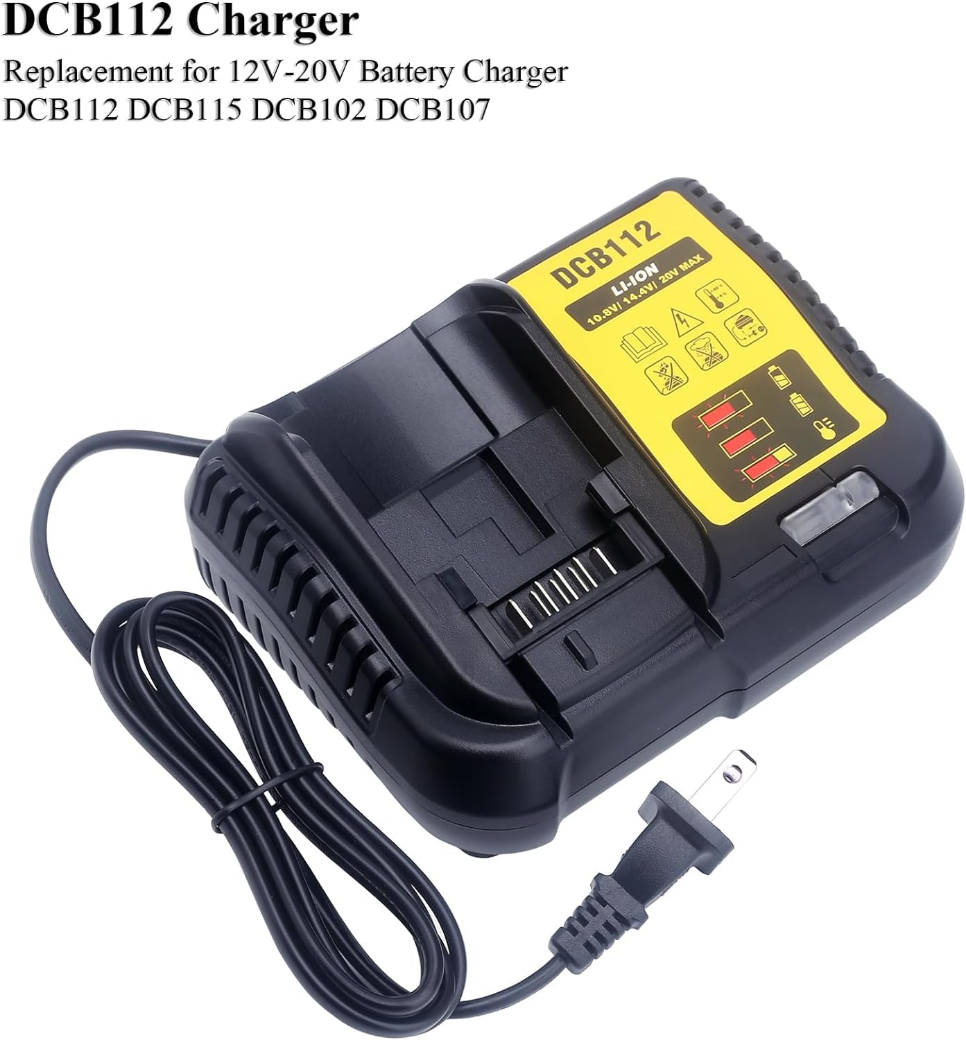 Qbmel DCB112 Rapid Charger Compatible with de-Walt 12V-20V MAX Lithium Battery Charger