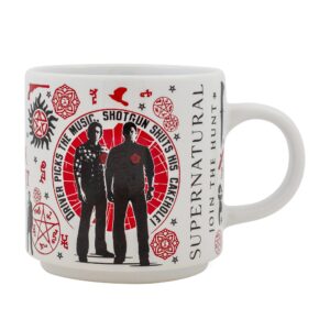 supernatural "join the hunt" single stackable ceramic mug | coffee cup for espresso, tea, cocoa | holds 13 ounces