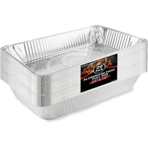 comficove aluminum pans disposable (20 pack), 21x13 pans for, prepping, roasting, food, storing, heating, cooking, chafers, catering, bbq grilling, sturdy baking pan trays