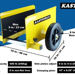 KASTFORCE Panel Dolly, Full-Rubber-Pad-Protecting, 600 Lbs Capacity, Drywall Mover with 8" Non-Flat Wheels, Adjustable Clamp Panel Cart, Wood Mover, Fence Mover, Door Dolly KF4005